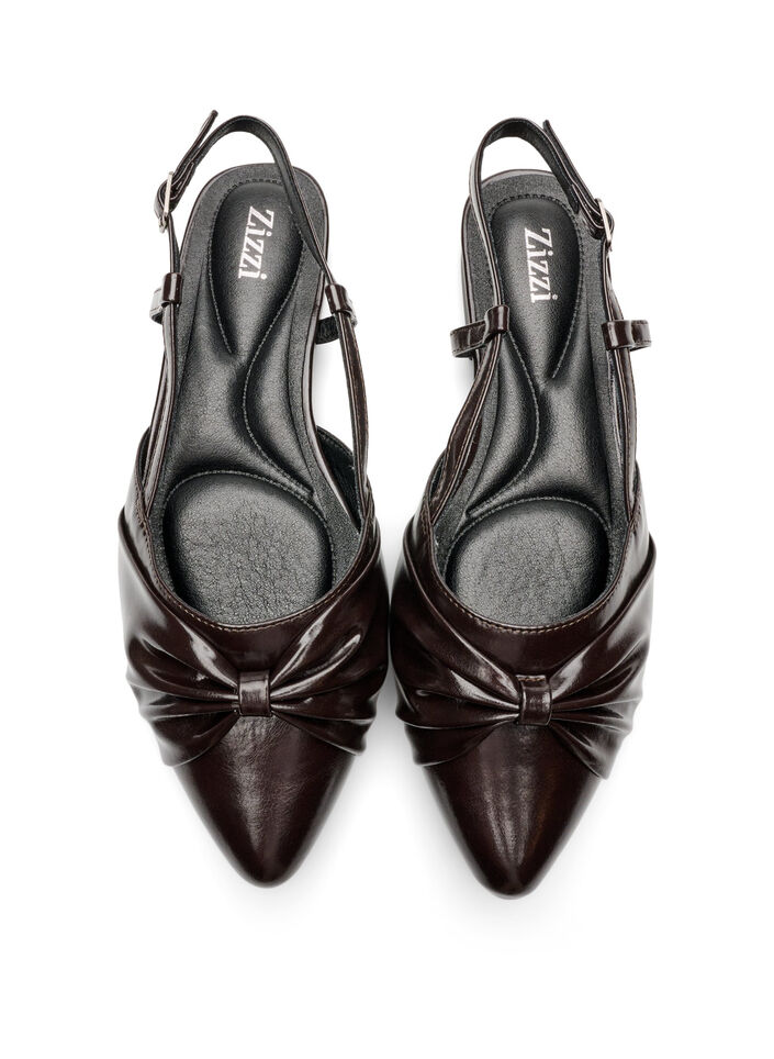 Slingback with bow detail and patent look, Brown, Packshot image number 2