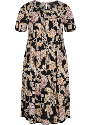 Printed viscose dress with smock, Paisley Flower, Packshot image number 0
