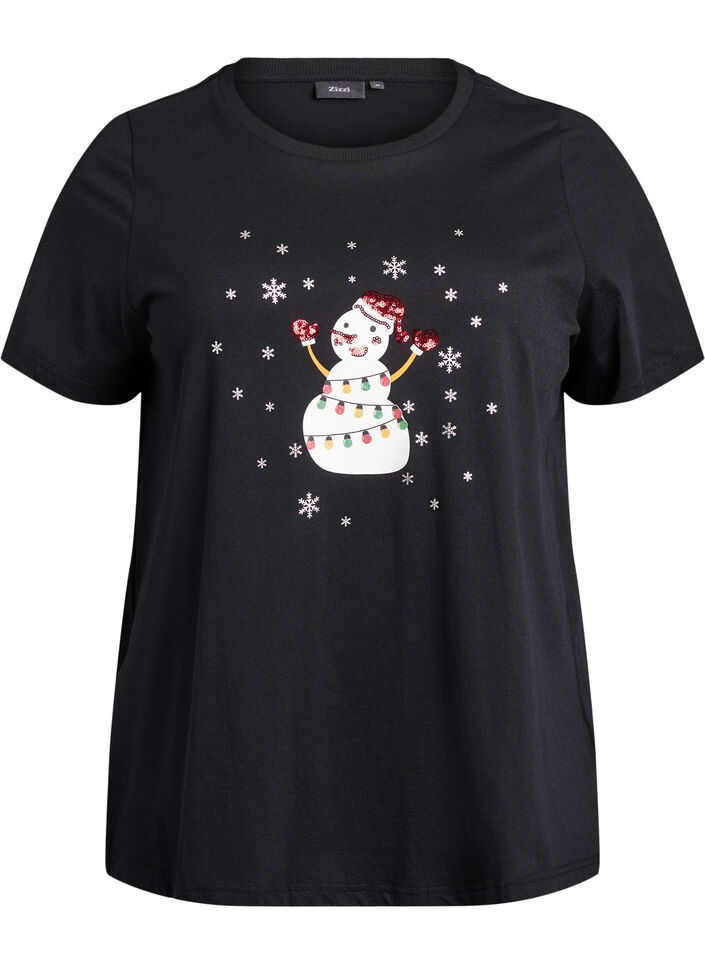 Christmas t-shirt in organic cotton, Black, Packshot image number 0