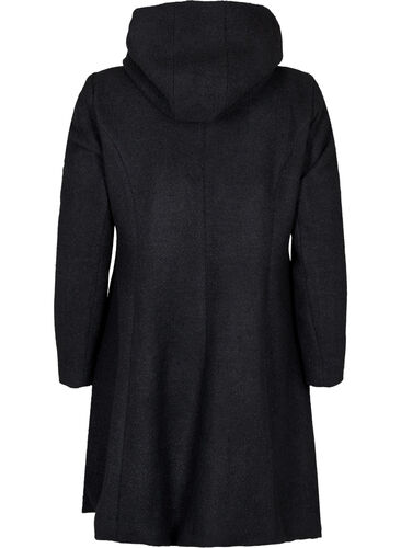 A-line coat with hood, Black, Packshot image number 1