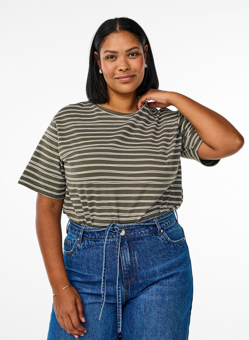 Striped T-shirt, Green, Model image number 0