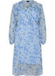 Floral chiffon dress with ruffles and long sleeves, Blue, Packshot image number 0