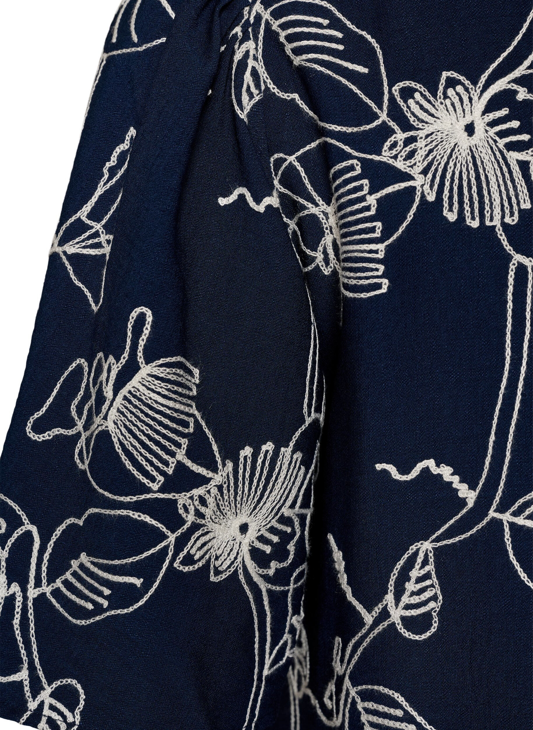 ZizzifashionShort A-line dress with embroidered pattern, Blue, Packshot image number 3