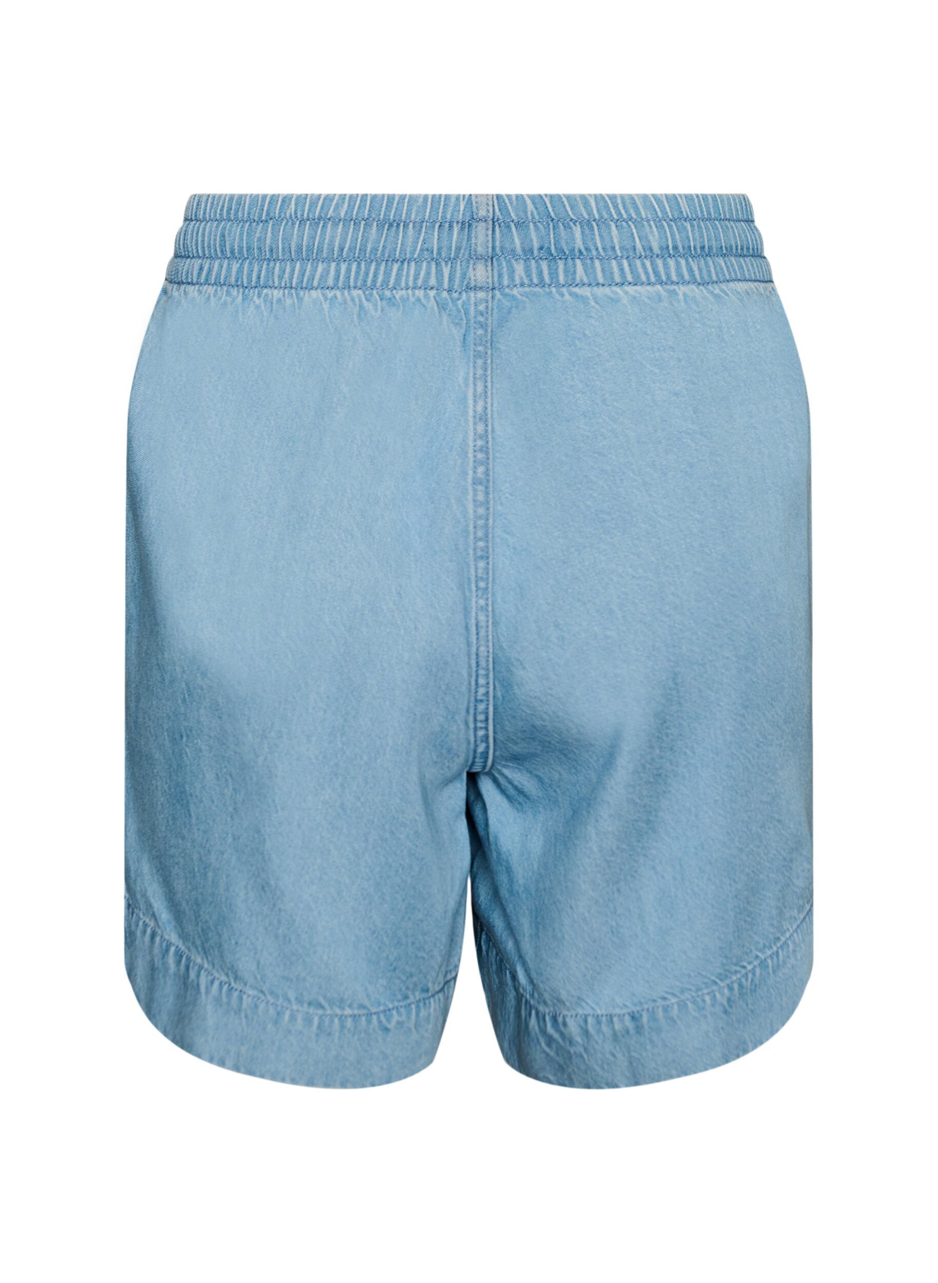 ZizzifashionDenim-look shorts with an elasticated waist and drawstring, Light Blue, Packshot image number 1