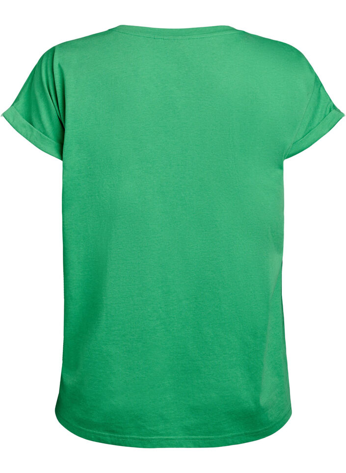 Short sleeve cotton blend T-shirt, Green, Packshot image number 1