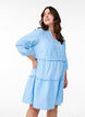 3/4 sleeve cotton dress with ruffles, Light Blue, Model image number 0