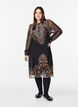 Midi dress with paisley details and long sleeves, Black, Model image number 1