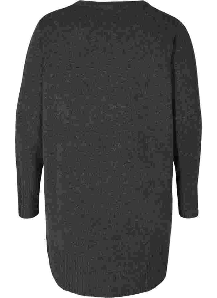 Marled knit cardigan with pockets, Dark Grey Melange, Packshot image number 1