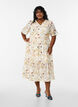 Floral midi dress with an A-line shape, Beige, Model image number 0