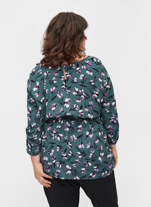 Maternity blouse in viscose and floral print, Silver Pine Flower, Model image number 1