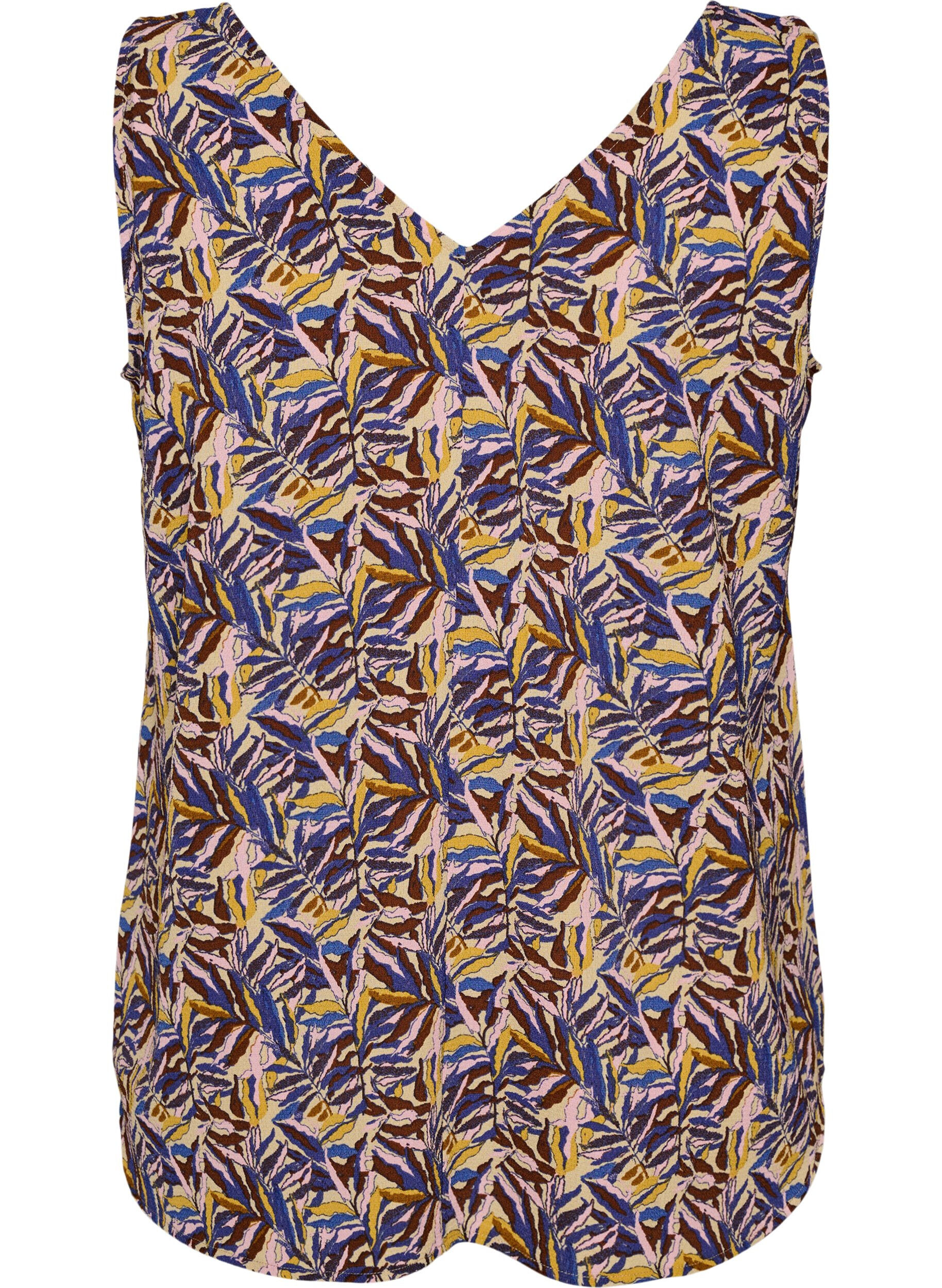 ZizzifashionPrinted top with v-neck, Blue, Packshot image number 1