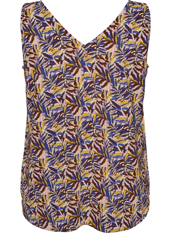 Printed top with v-neck, Blue, Packshot image number 1