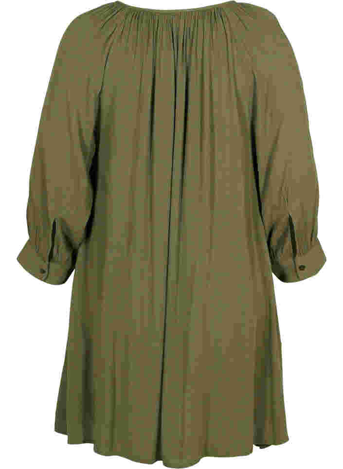 Viscose tunic with 3/4 sleeves, Dusty Olive, Packshot image number 1