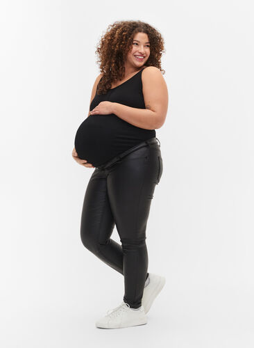	 Coated Pregnancy Pants, Black, Model image number 0