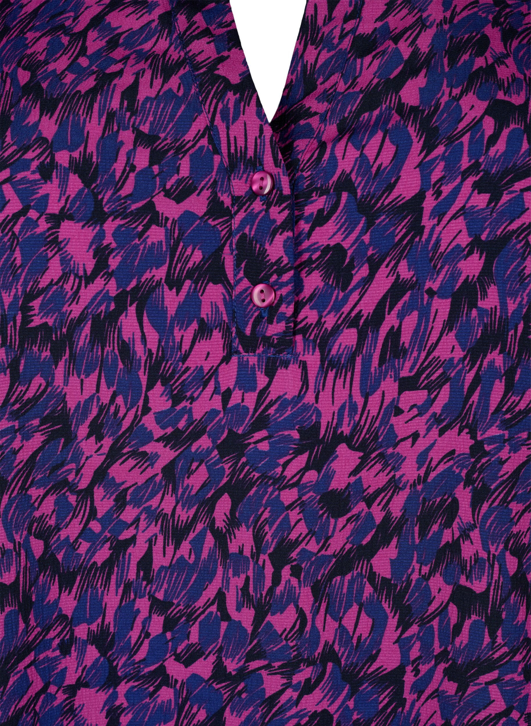 Zizzifashion FLASH - Long sleeve blouse with print, Pink Blue AOP, Packshot image number 2
