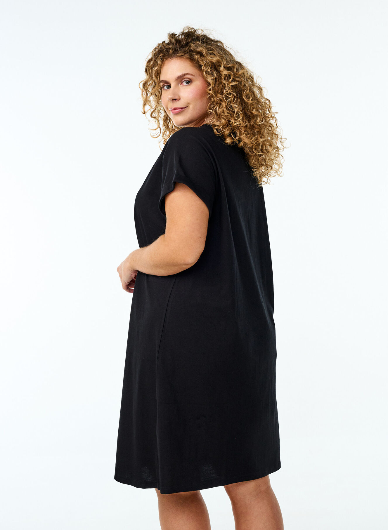 2-pack T-shirt dress with short sleeves - Black - Sz. 40-64 - Zizzifashion 2-pack T-shirt dress with short sleeves - Black - Sz. 40-64 - Zizzifashion