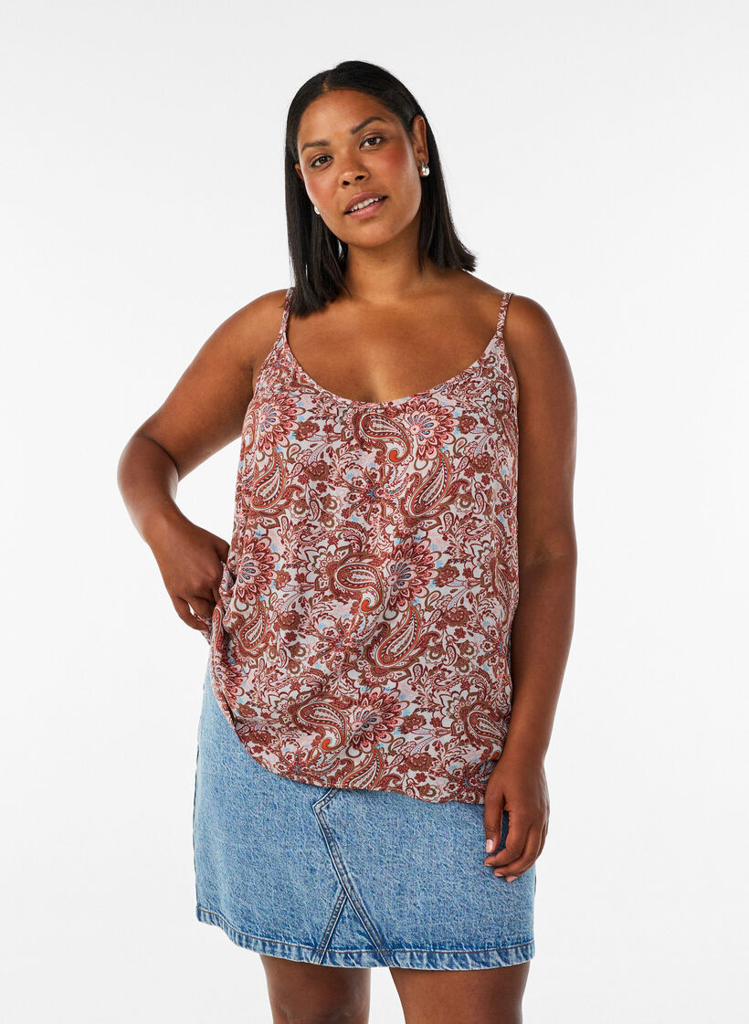 Strap top in viscose, Pink, Model image number 0