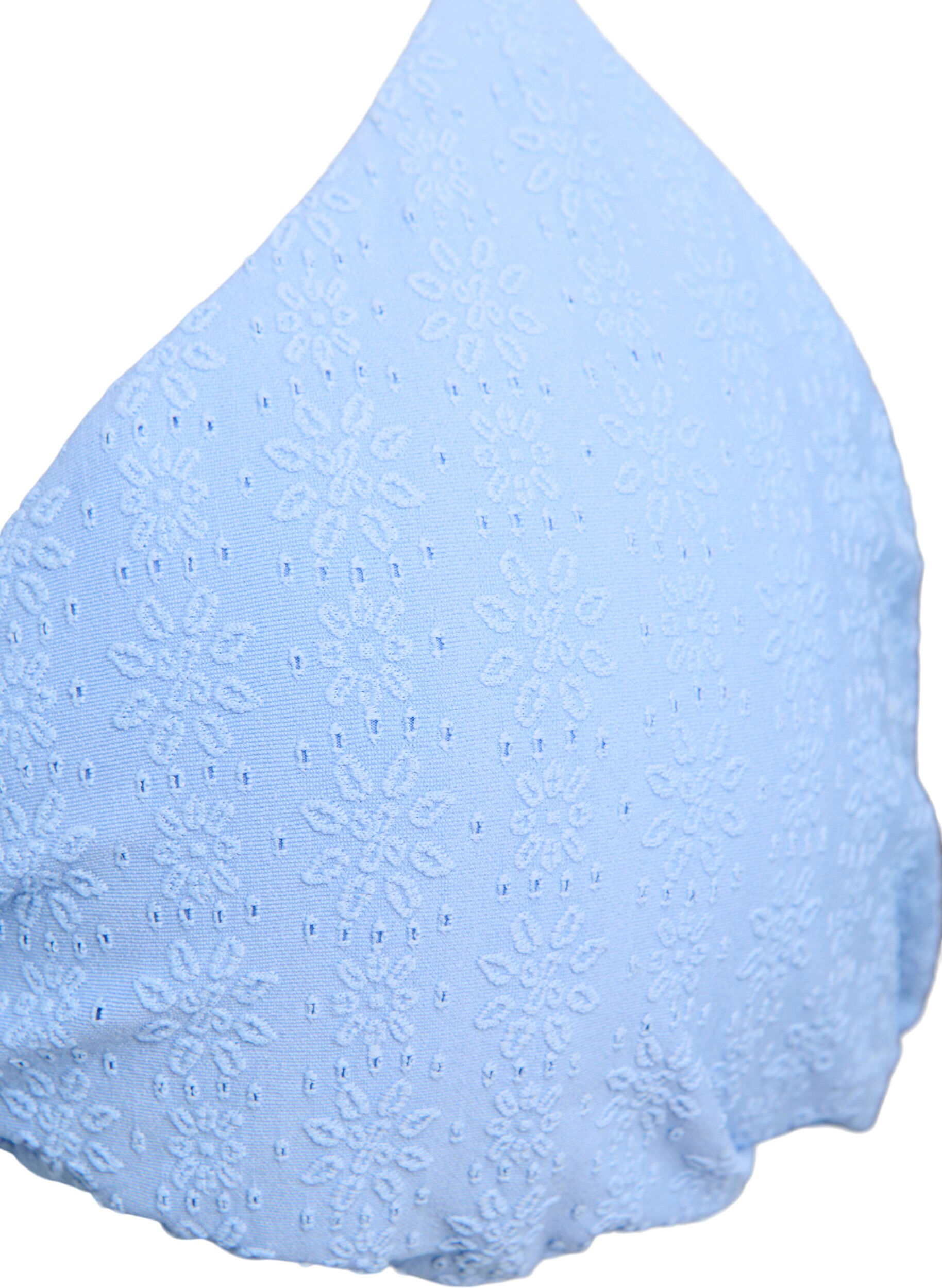 Zizzifashion Triangle bikini top with a textured pattern, Blue, Packshot image number 2