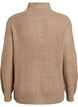 Knitted sweater with high neck and zipper, Brown, Packshot image number 1
