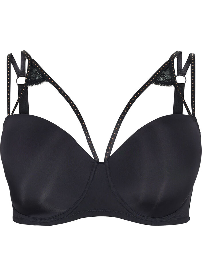 Moulded bra with string details, Black, Packshot image number 0