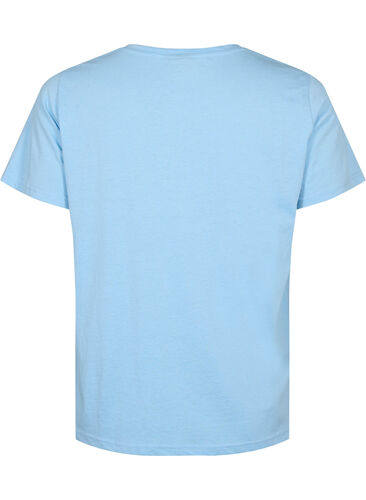 Short sleeve t-shirt with v-neckline, Placid Blue, Packshot image number 1