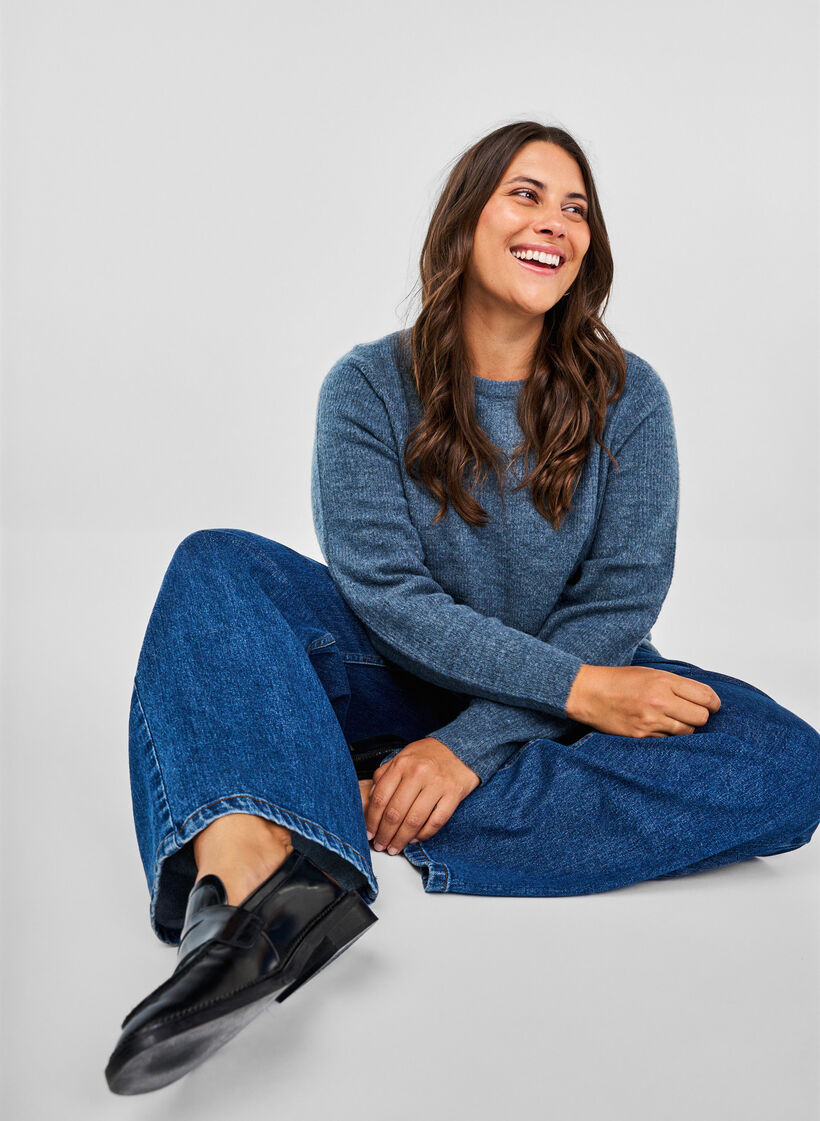 Melange sweater with round neck, Bering Sea Mel., Image image number 0