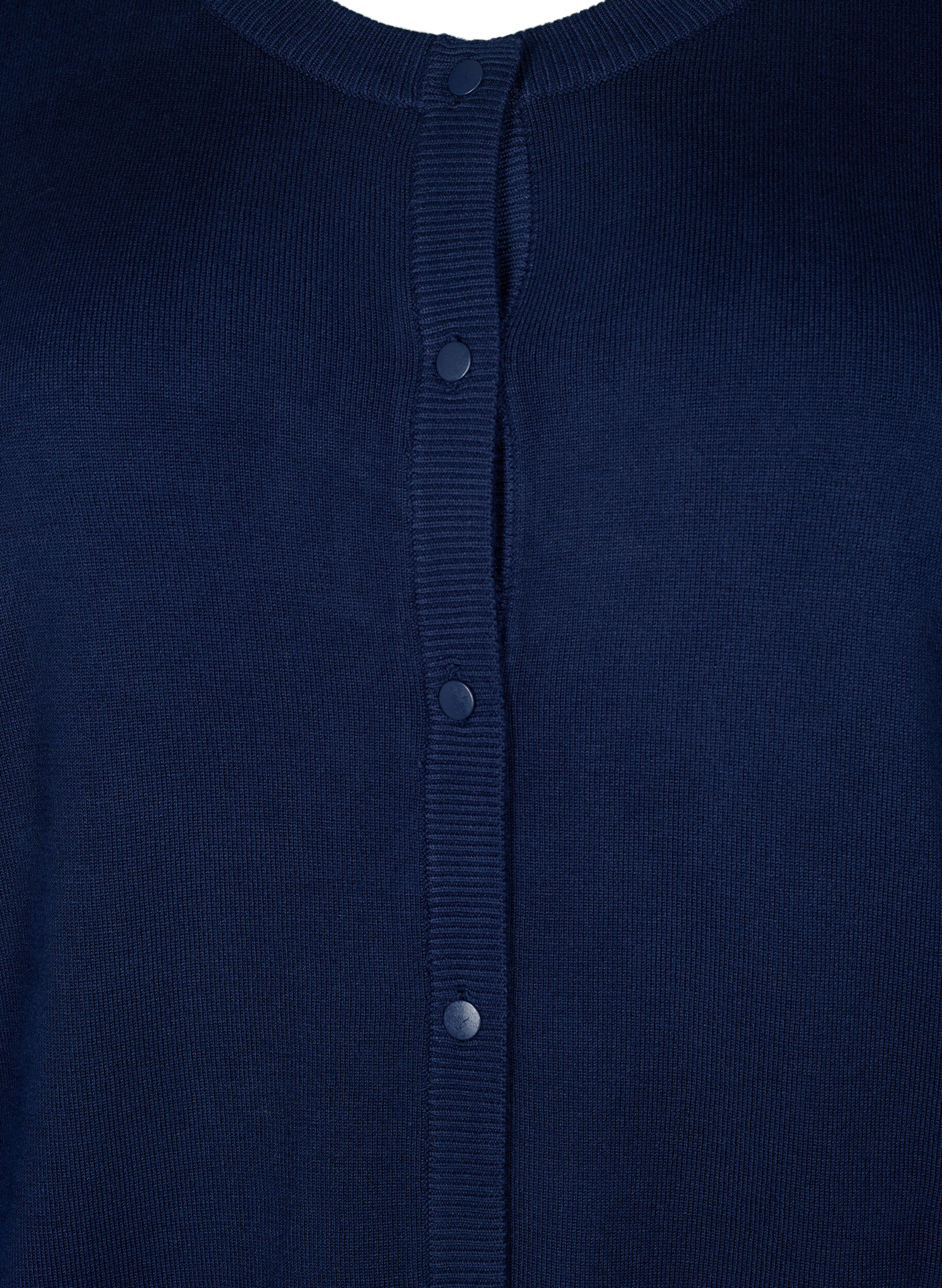 Zizzifashion Viscose knit cardigan with buttons, Navy Blazer, Packshot image number 2