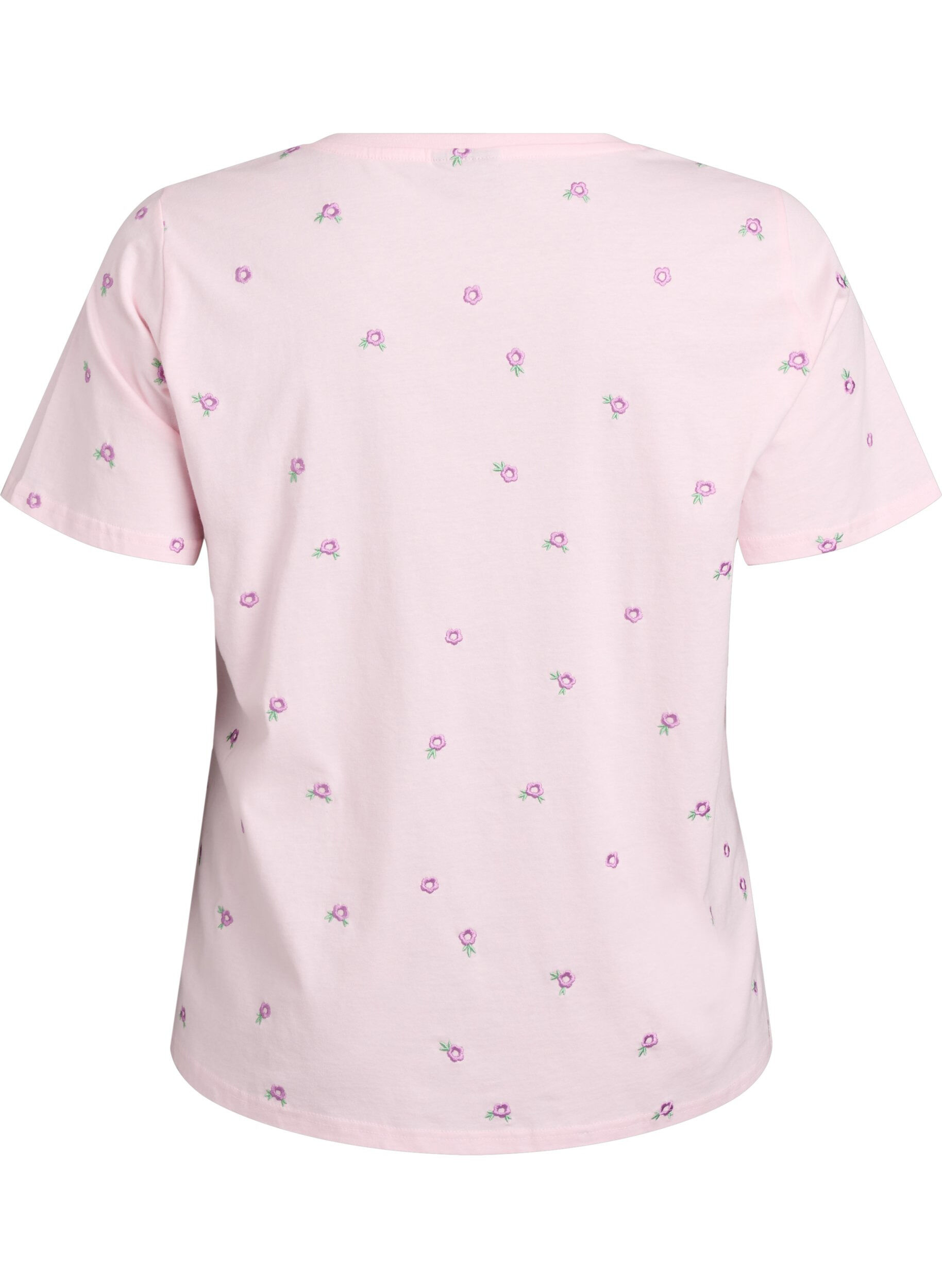 ZizzifashionT-shirt in organic cotton with embroidered motifs, Pink, Packshot image number 1