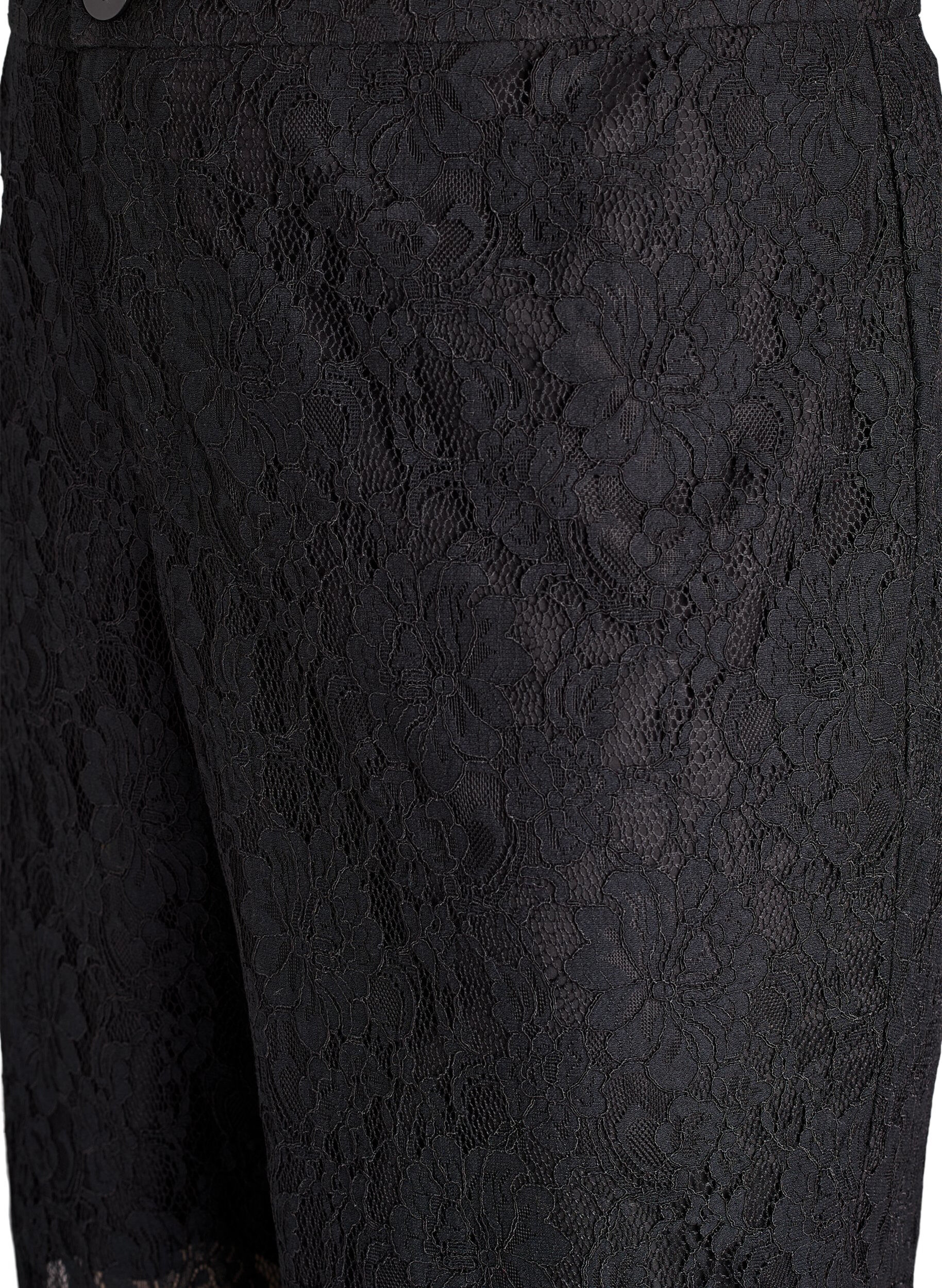 Zizzifashion High-waisted lace trousers, Black, Packshot image number 2