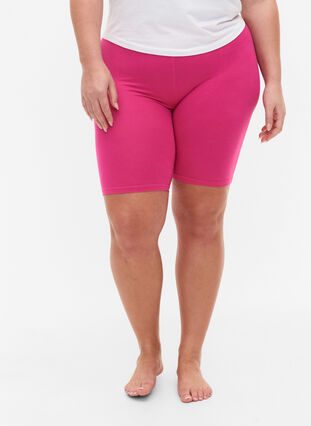 2-pack viscose cycling shorts, Fuchsia P./Tango red, Model image number 2