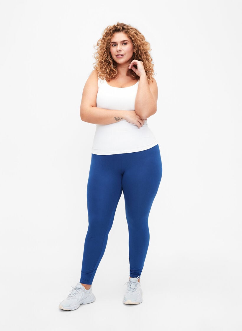 Basic viscose leggings, Blue, Model image number 1