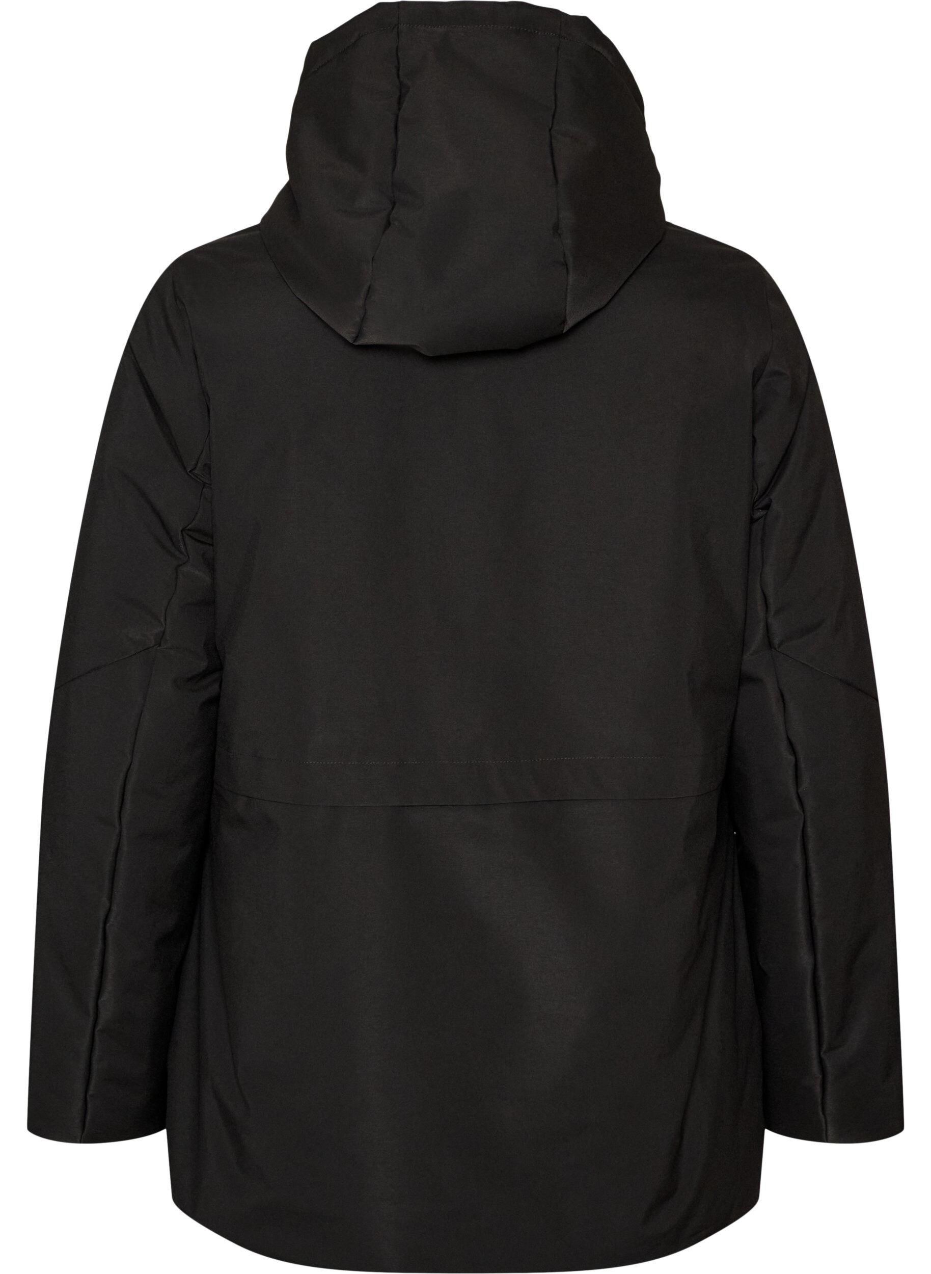 ZizzifashionWinter jacket with hood and adjustable waist, Black, Packshot image number 1