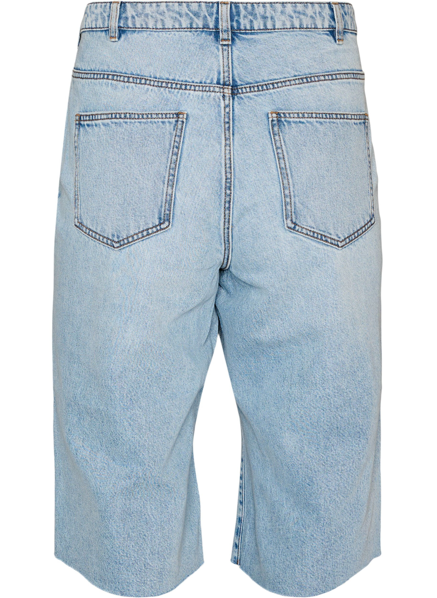ZizzifashionCropped jeans with a distressed look and raw edges, Light Blue, Packshot image number 1