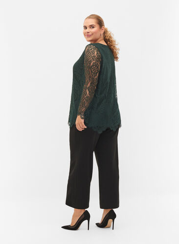 Cropped trousers with width, Black, Model image number 1