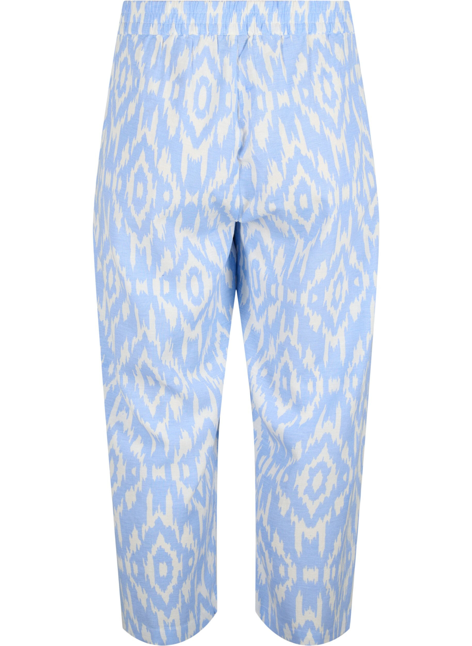 Zizzifashion Patterned trousers with linen, Serenity AOP, Packshot image number 1