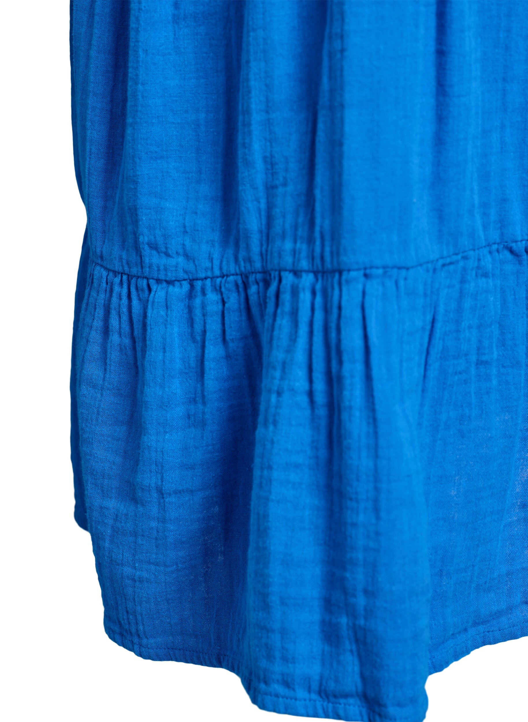 Zizzifashion Short A-line dress in cotton muslin, Blue, Packshot image number 3
