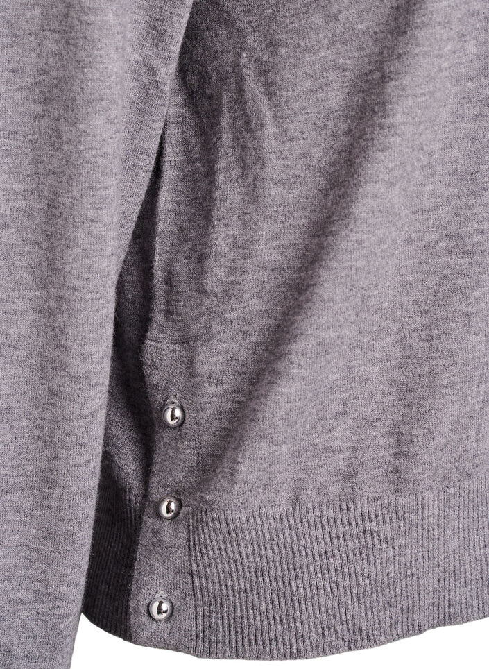 Knitted blouse with turtleneck and side buttons, Grey, Packshot image number 2