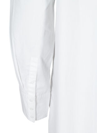 Long cotton shirt with chest pockets, White, Packshot image number 3