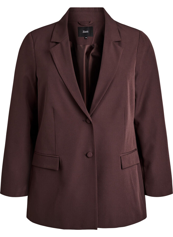 Classic blazer with button closure, Brown, Packshot image number 0