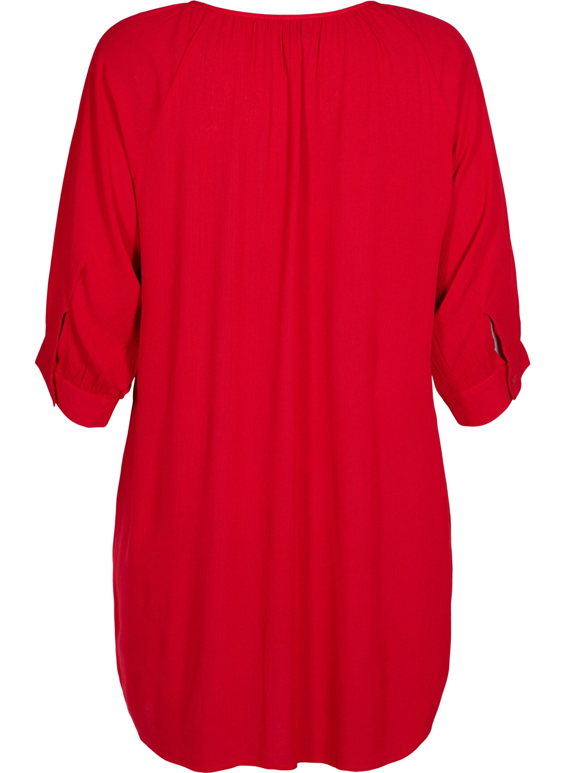Zizzifashion Viscose tunic with 3/4 sleeves, Red, Packshot image number 1