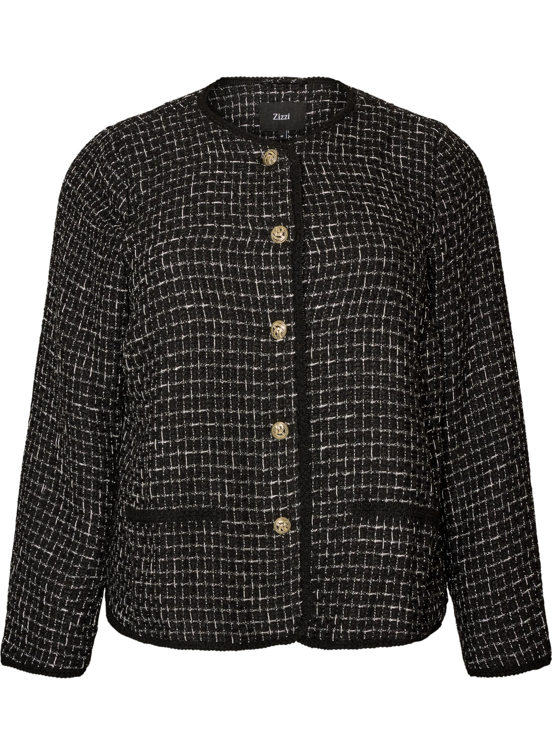Jacket in boucl&eacute; with gold-coloured buttons