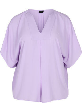 V-neck blouse with batwing sleeves, Lavendula, Packshot image number 0