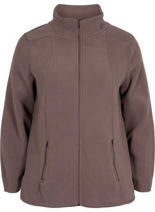 Fleece jacket with pockets and zip, Iron, Packshot image number 0
