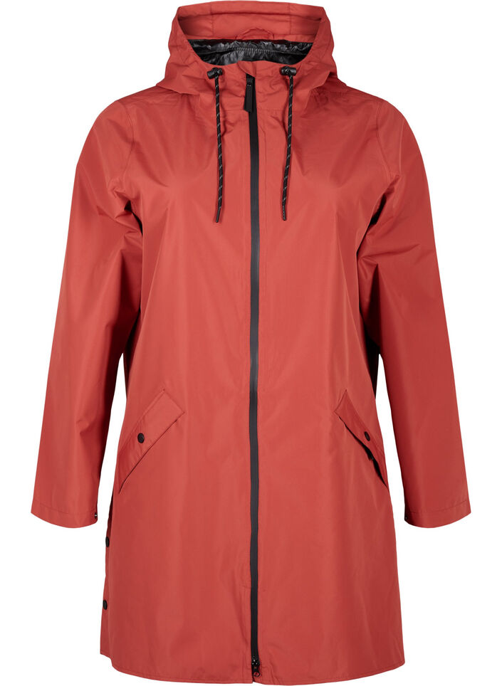 Rain jacket with pockets and hood, Red, Packshot image number 0