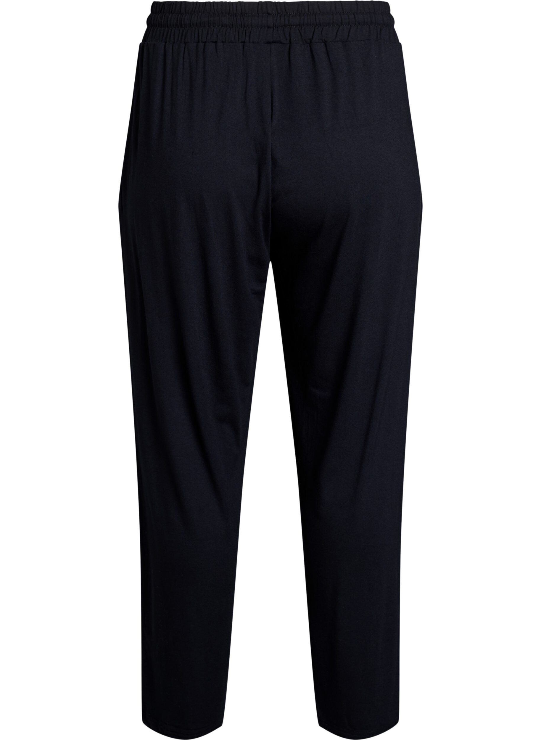 Zizzifashion Loose night trousers in viscose jersey with pockets, Black, Packshot image number 1