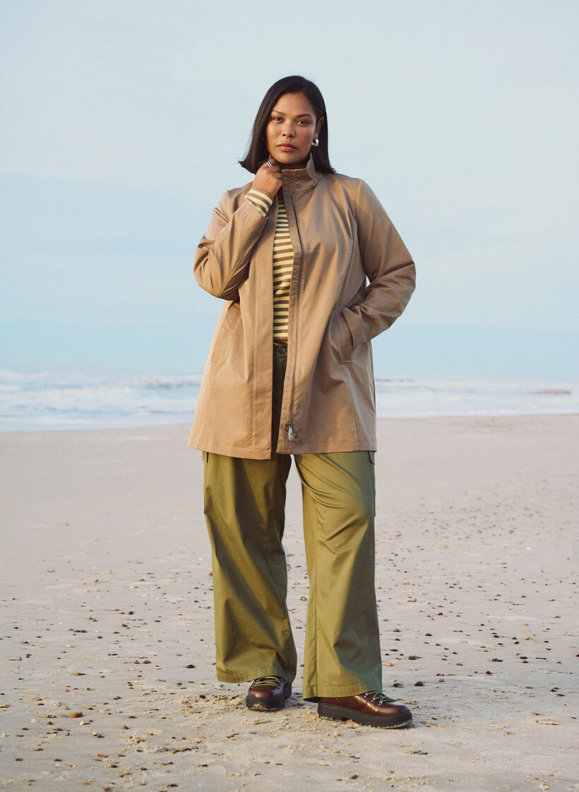 Transitional jacket with pockets and a high collar, Brown, Image image number 0