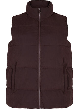 Short vest with high collar and pockets, Black Coffee, Packshot image number 0