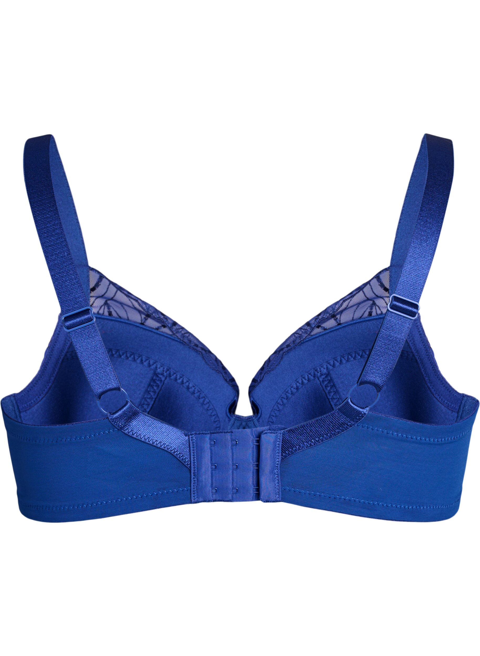 Zizzifashion Bra with padded cups and embroidered mesh, Blue, Packshot image number 1