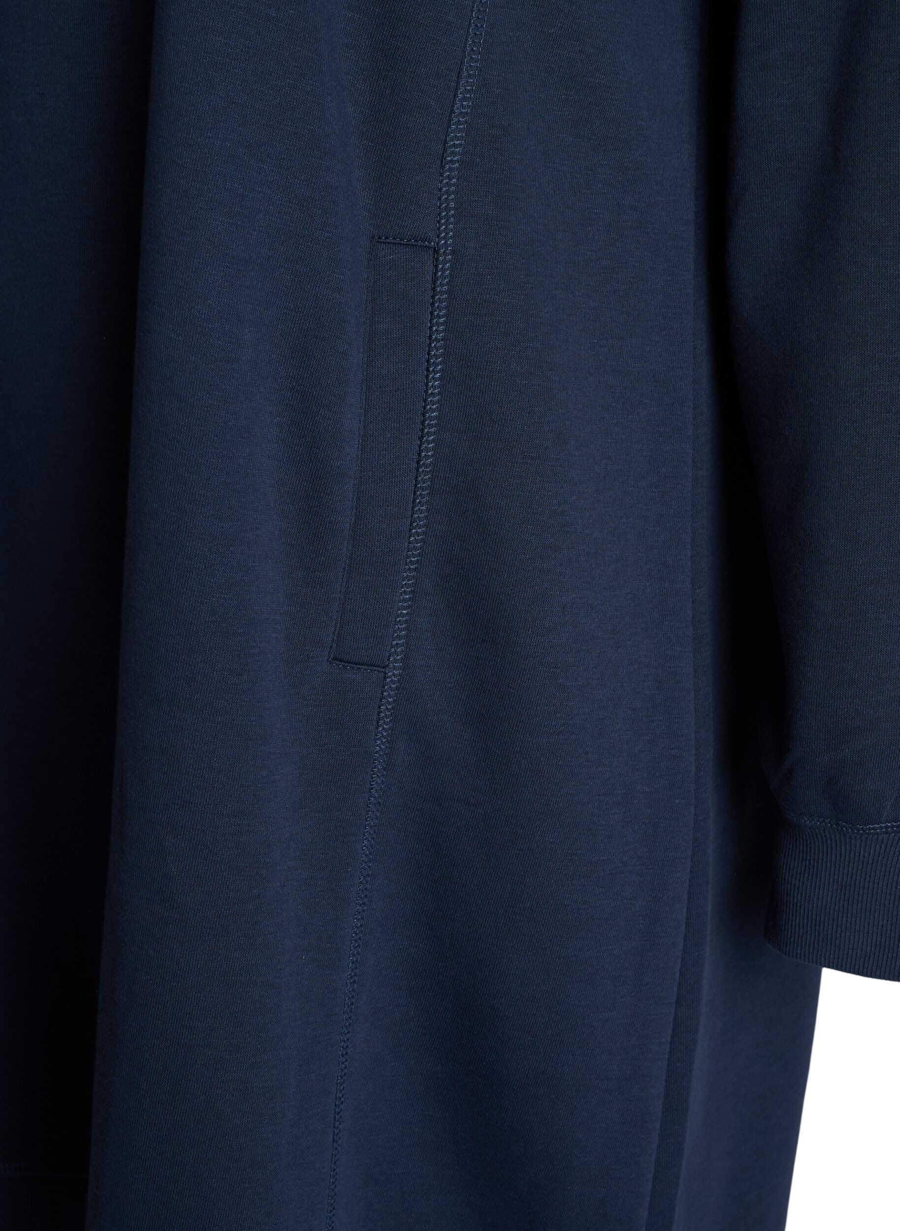 ZizzifashionShort sweatshirt dress with high collar and pockets, Blue, Packshot image number 3