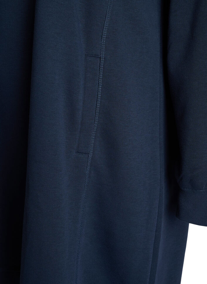 Short sweatshirt dress with high collar and pockets, Blue, Packshot image number 3